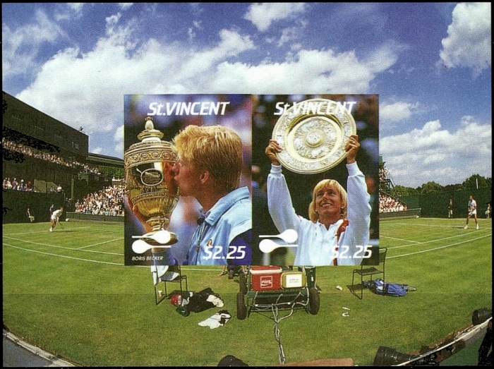 Saint Vincent 1987 International Lawn Tennis Players Imperforate Souvenir Sheet Saint Vincent 1987 International Lawn Tennis Players Imperforate Souvenir Sheet